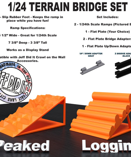 1/24th Ramp Peaked & Loggin' Terrain - Bridge Set - Monster Truck - Crawler Scale - Display - Includes Anti Slip Rubber Feet - Expandable