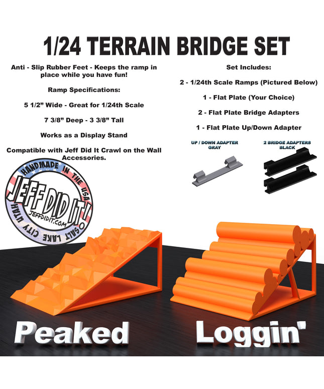 1/24th Ramp Peaked & Loggin' Terrain - Bridge Set - Monster Truck - Crawler Scale - Display - Includes Anti Slip Rubber Feet - Expandable