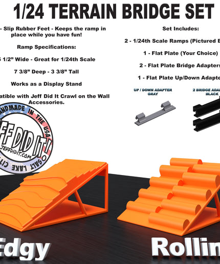 1/24th Ramp Edgy & Rollin' Terrain - Bridge Set - Monster Truck - Crawler Scale - Display - Includes Anti Slip Rubber Feet - Expandable