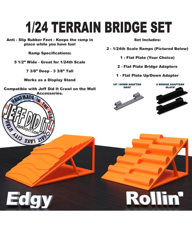 1/24th Ramp Edgy & Rollin' Terrain - Bridge Set - Monster Truck - Crawler Scale - Display - Includes Anti Slip Rubber Feet - Expandable