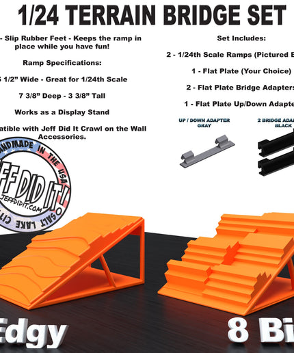 1/24th Ramp Edgy & 8 Bit Terrain - Bridge Set - Monster Truck - Crawler Scale - Display - Includes Anti Slip Rubber Feet - Expandable