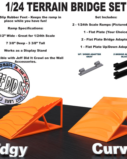 1/24th Ramp Edgy & Curvy Terrain - Bridge Set - Monster Truck - Crawler Scale - Display - Includes Anti Slip Rubber Feet - Expandable