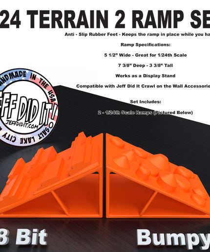 1/24th Ramp 8 Bit & Bumpy Terrain - Ramp Set Set - Monster Truck - Crawler Scale - Display - Includes Anti Slip Rubber Feet - Expandable