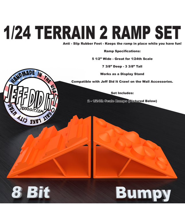 1/24th Ramp 8 Bit & Bumpy Terrain - Ramp Set Set - Monster Truck - Crawler Scale - Display - Includes Anti Slip Rubber Feet - Expandable