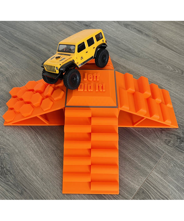 1/24th 4 Ramp Set with Center Tower - Monster Truck - Crawler Scale - Display - Includes Anti Slip Rubber Feet - Expandable