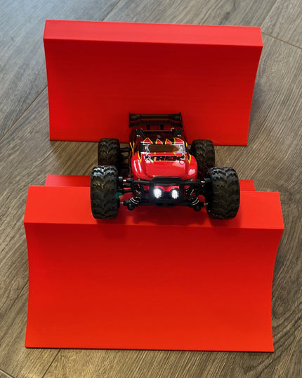 1/24th Monster Truck Stunt Ramp Set Includes 2 Stunt/Jump Ramps - Works as Display Stand - Includes Anti Slip Rubber Feet - Great Gift!