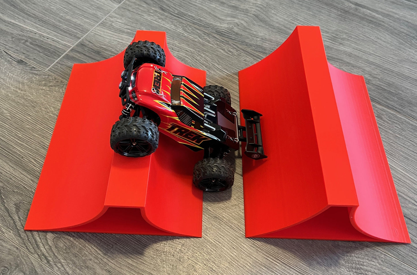 1/24th Monster Truck Stunt Ramp Set Includes 2 Stunt/Jump Ramps - Works as Display Stand - Includes Anti Slip Rubber Feet - Great Gift!