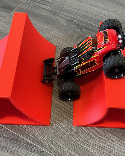 1/24th Monster Truck Stunt Ramp Set Includes 2 Stunt/Jump Ramps - Works as Display Stand - Includes Anti Slip Rubber Feet - Great Gift!