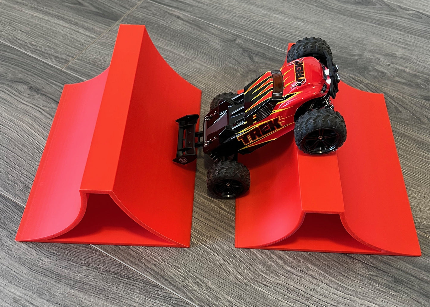 1/24th Monster Truck Stunt Ramp Set Includes 2 Stunt/Jump Ramps - Works as Display Stand - Includes Anti Slip Rubber Feet - Great Gift!