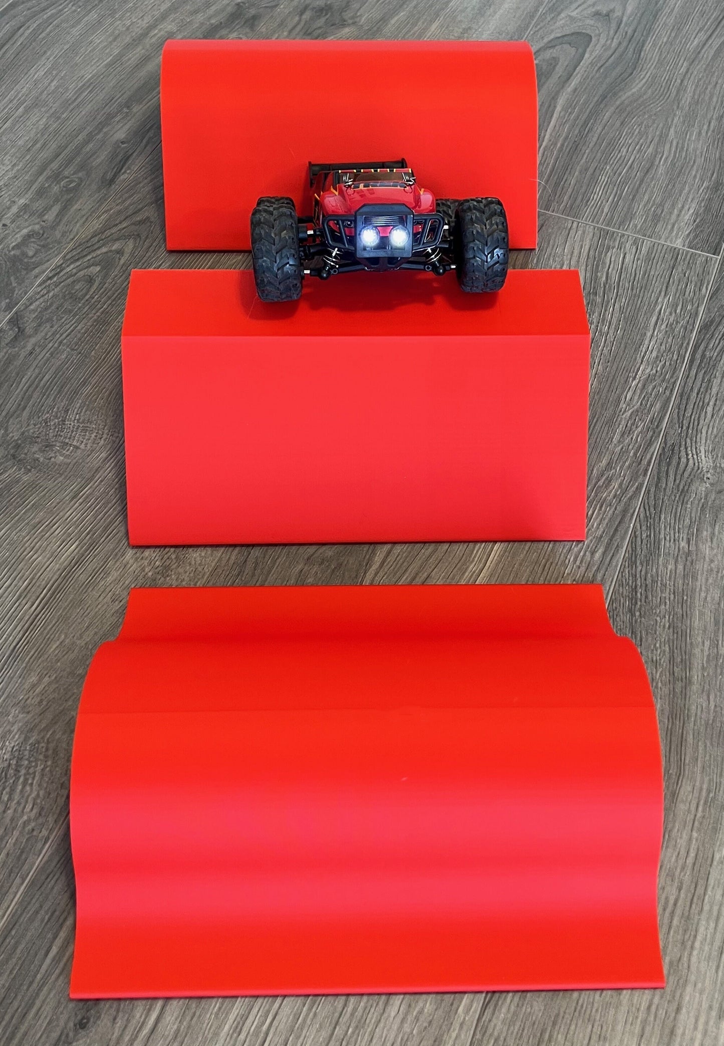 1/24th Monster Truck Ramp Set Includes 3 Jump/Roll Over Ramps - 200mm Works as Display Stand - Includes Anti Slip Rubber Feet - Great Gift!