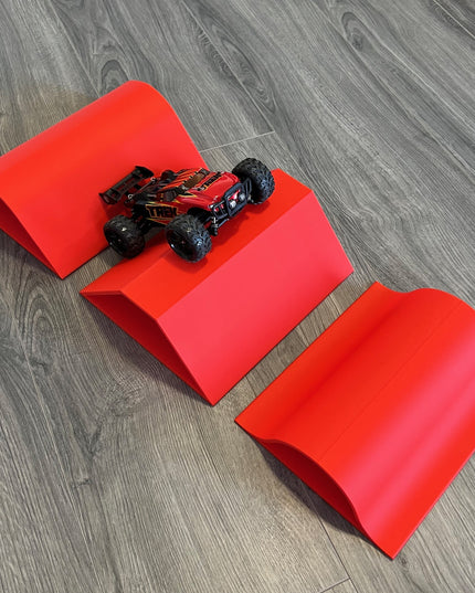 1/24th Monster Truck Ramp Set Includes 3 Jump/Roll Over Ramps - 200mm Works as Display Stand - Includes Anti Slip Rubber Feet - Great Gift!