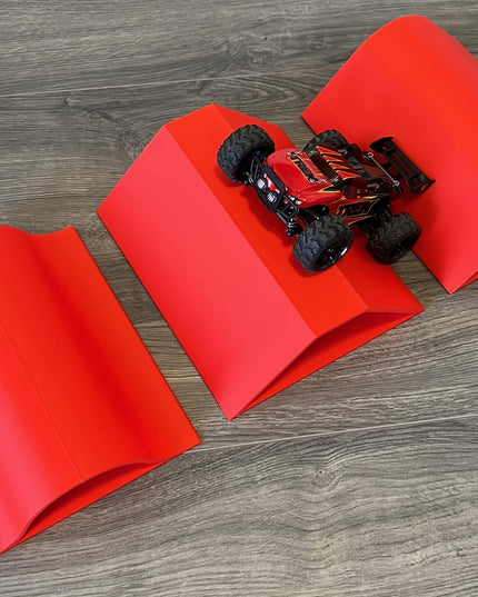 1/24th Monster Truck Ramp Set Includes 3 Jump/Roll Over Ramps - 200mm Works as Display Stand - Includes Anti Slip Rubber Feet - Great Gift!