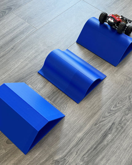 1/24th Monster Truck Ramp Set Includes 3 Jump/Roll Over Ramps - 200mm Works as Display Stand - Includes Anti Slip Rubber Feet - Great Gift!