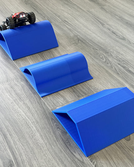 1/24th Monster Truck Ramp Set Includes 3 Jump/Roll Over Ramps - 200mm Works as Display Stand - Includes Anti Slip Rubber Feet - Great Gift!