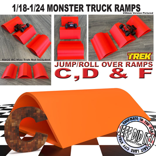 1/24th Monster Truck Jump / Roll Over Ramp C - XTRA WIDE 300mm - Works as Display Stand - Includes Anti Slip Rubber Feet