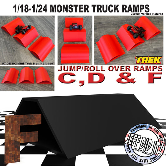 1/24th Monster Truck Ramp F XTRA WIDE - Works as Display Stand - Includes Anti Slip Rubber Feet