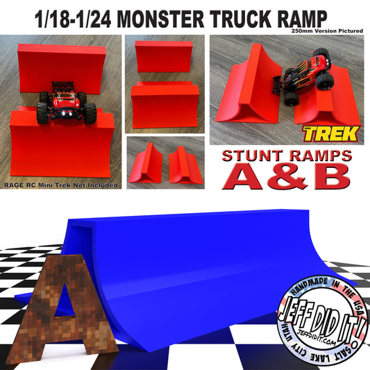 1/24th Monster Truck Stunt Ramp A - XTRA WIDE 300mm - Works as Display Stand - Includes Anti Slip Rubber Feet