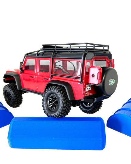 1/18 - 1/24th Over Sized Obstacles - 2 55 Gallon Half Drums & 1 Parking Block - Crawler Scale- Obstacle Course - Anti Slip Rubber Feet