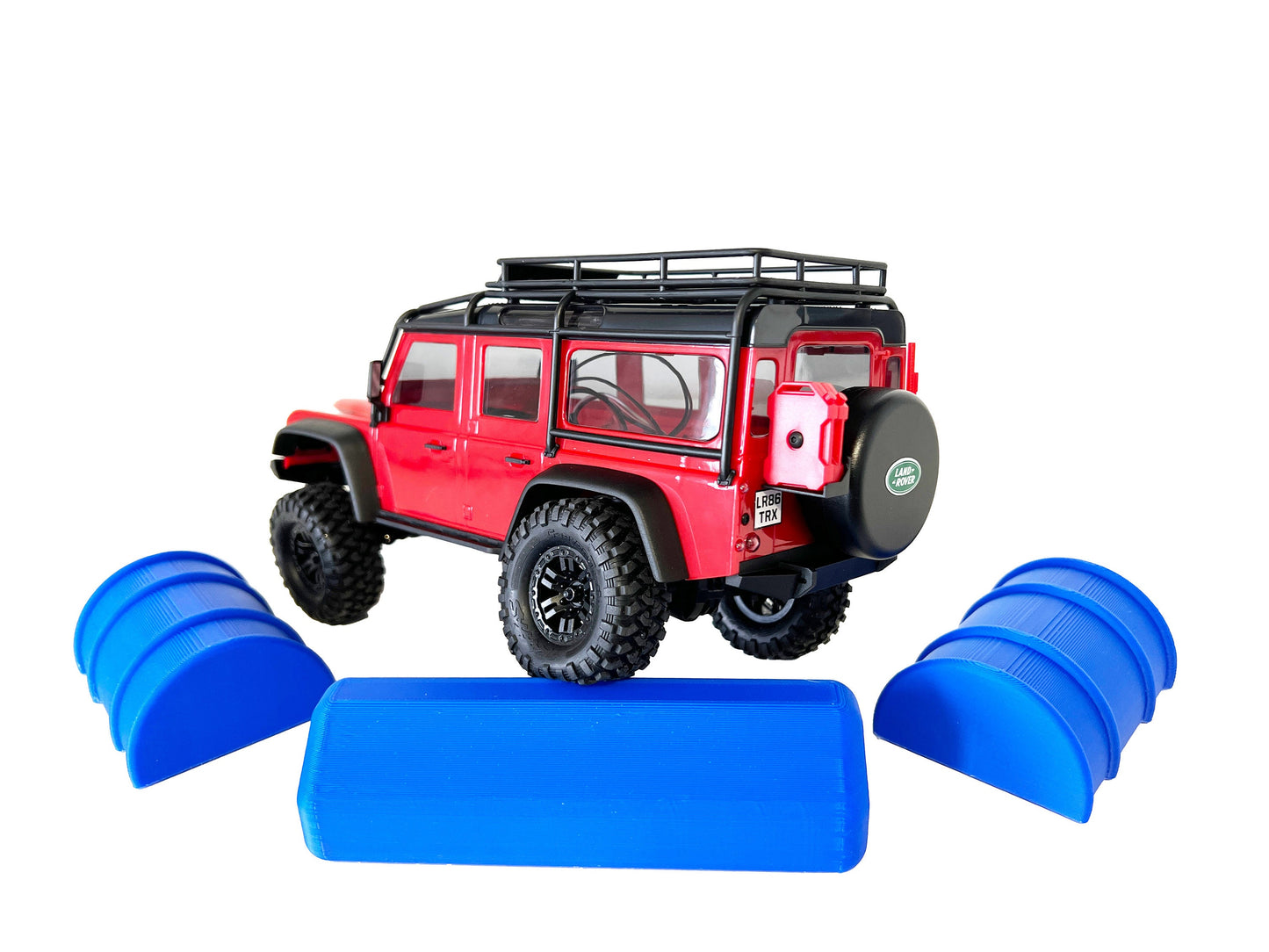 1/18 - 1/24th Over Sized Obstacles - 2 55 Gallon Half Drums & 1 Parking Block - Crawler Scale- Obstacle Course - Anti Slip Rubber Feet