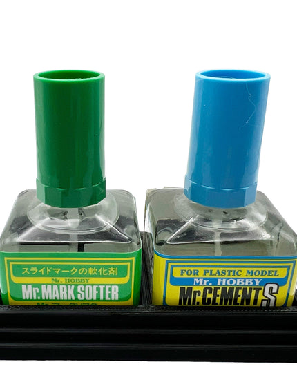 Anti-Tip 3D Printed Mr Hobby Cement Glue Weathering Dual Bottle Holder with Rubber Feet