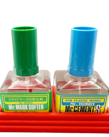 Anti-Tip 3D Printed Mr Hobby Cement Glue Weathering Dual Bottle Holder with Rubber Feet