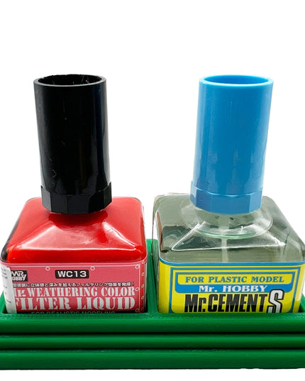 Anti-Tip 3D Printed Mr Hobby Cement Glue Weathering Dual Bottle Holder with Rubber Feet
