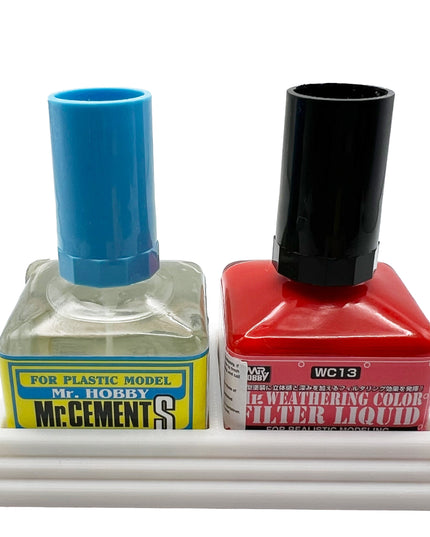 Anti-Tip 3D Printed Mr Hobby Cement Glue Weathering Dual Bottle Holder with Rubber Feet