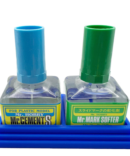 Anti-Tip 3D Printed Mr Hobby Cement Glue Weathering Dual Bottle Holder with Rubber Feet