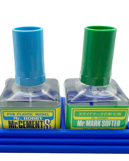 Anti-Tip 3D Printed Mr Hobby Cement Glue Weathering Dual Bottle Holder with Rubber Feet