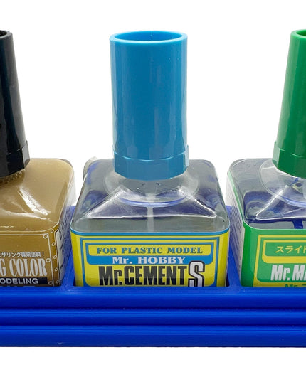 Anti-Tip 3D Printed Mr Hobby Cement Glue Weathering Triple Bottle Holder with Rubber Feet