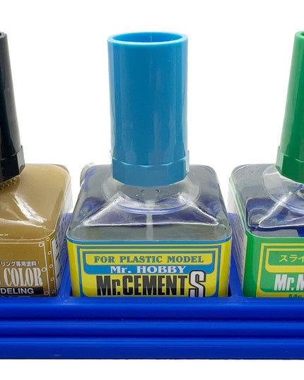 Anti-Tip 3D Printed Mr Hobby Cement Glue Weathering Triple Bottle Holder with Rubber Feet