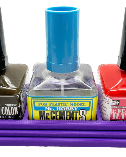 Anti-Tip 3D Printed Mr Hobby Cement Glue Weathering Triple Bottle Holder with Rubber Feet