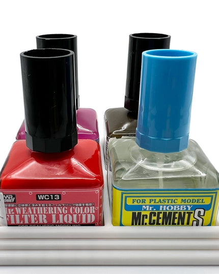 Anti-Tip 3D Printed Mr Hobby Cement Glue Weathering Quad Bottle Holder with Rubber Feet