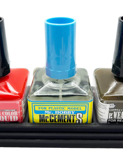 Anti-Tip 3D Printed Mr Hobby Cement Glue Weathering Triple Bottle Holder with Rubber Feet