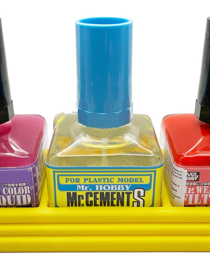 Anti-Tip 3D Printed Mr Hobby Cement Glue Weathering Triple Bottle Holder with Rubber Feet