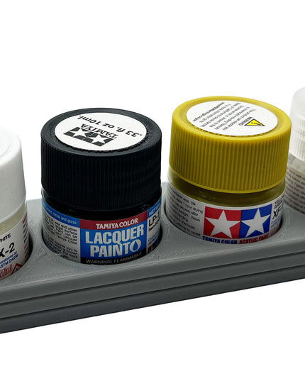 Tamiya 10ml Paint Bottle Holder - Holds 4 Tamiya 10ml Bottles with Anti-Slip Rubber Feet - Long Style - 3D Printed