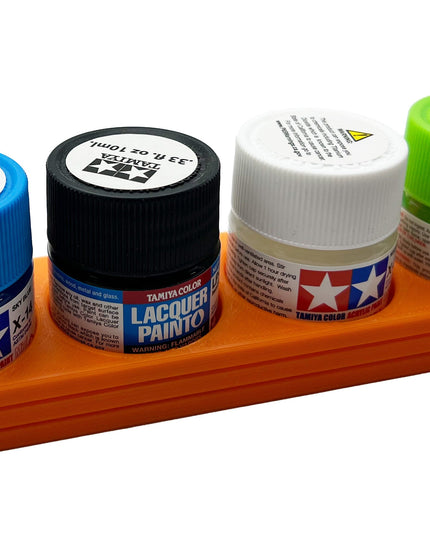Tamiya 10ml Paint Bottle Holder - Holds 4 Tamiya 10ml Bottles with Anti-Slip Rubber Feet - Long Style - 3D Printed