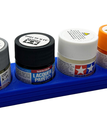 Tamiya 10ml Paint Bottle Holder - Holds 4 Tamiya 10ml Bottles with Anti-Slip Rubber Feet - Long Style - 3D Printed