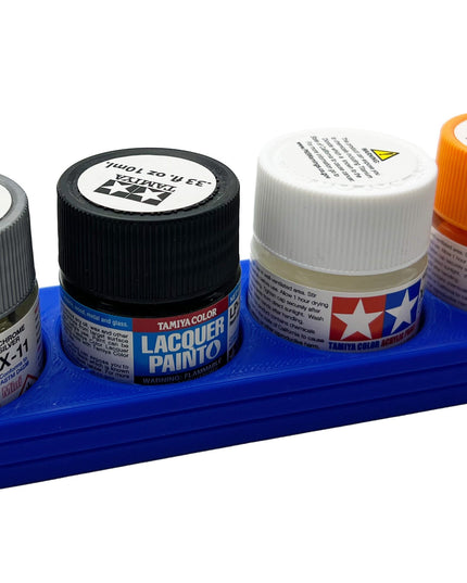 Tamiya 10ml Paint Bottle Holder - Holds 4 Tamiya 10ml Bottles with Anti-Slip Rubber Feet - Long Style - 3D Printed