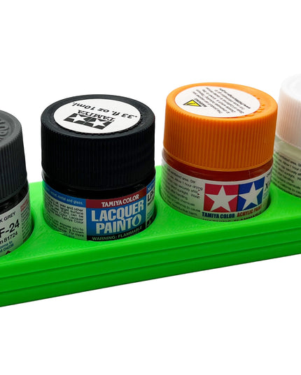Tamiya 10ml Paint Bottle Holder - Holds 4 Tamiya 10ml Bottles with Anti-Slip Rubber Feet - Long Style - 3D Printed