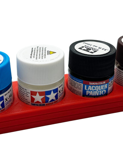 Tamiya 10ml Paint Bottle Holder - Holds 4 Tamiya 10ml Bottles with Anti-Slip Rubber Feet - Long Style - 3D Printed