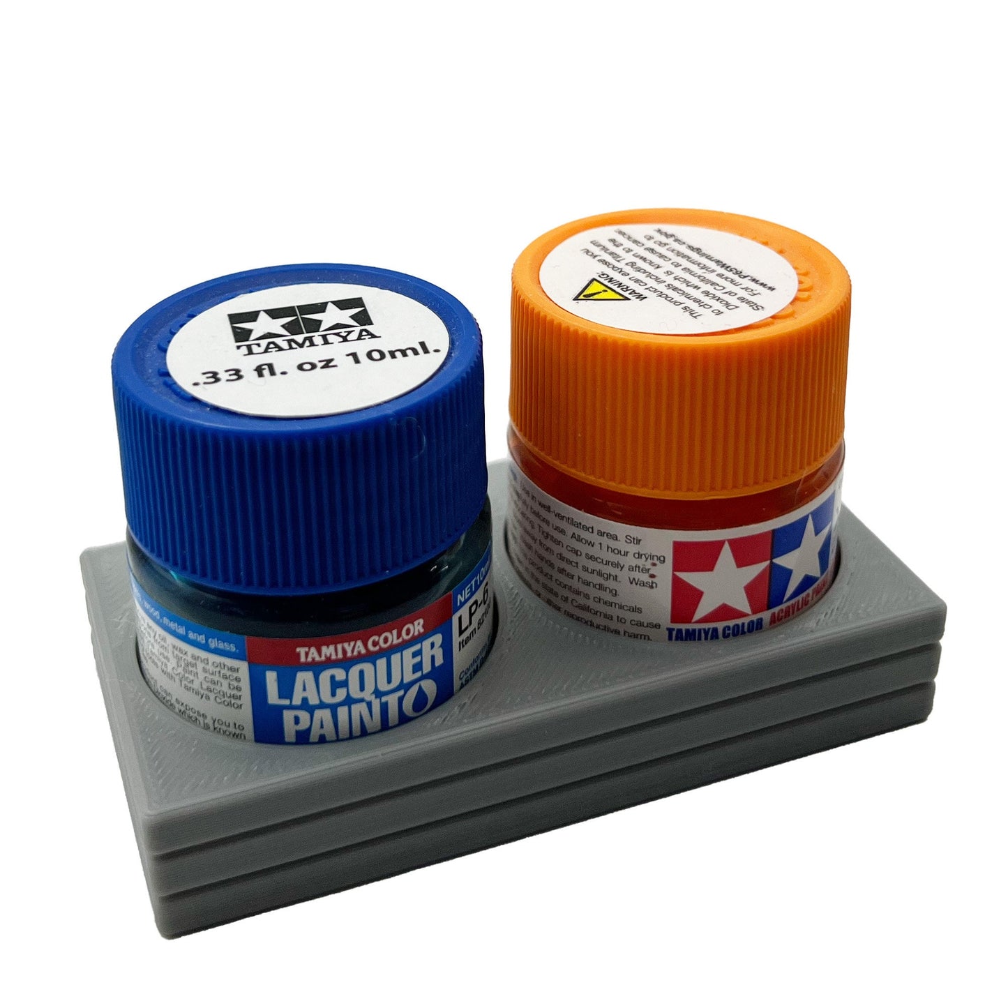 Tamiya 10ml Paint Bottle Holder - Holds 2 Tamiya 10ml Bottles with Anti-Slip Rubber Feet - 3d Printed