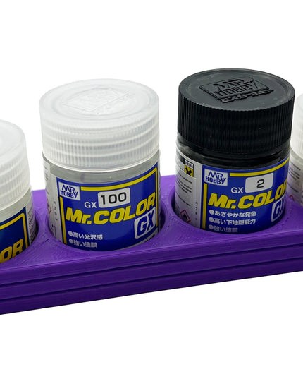 Mr Color 10ml & 18ml Paint Bottle Holder Long - Holds 4 Mr Color 10ml or 18ml Bottles with Anti-Slip Rubber Feet - 3D Printed