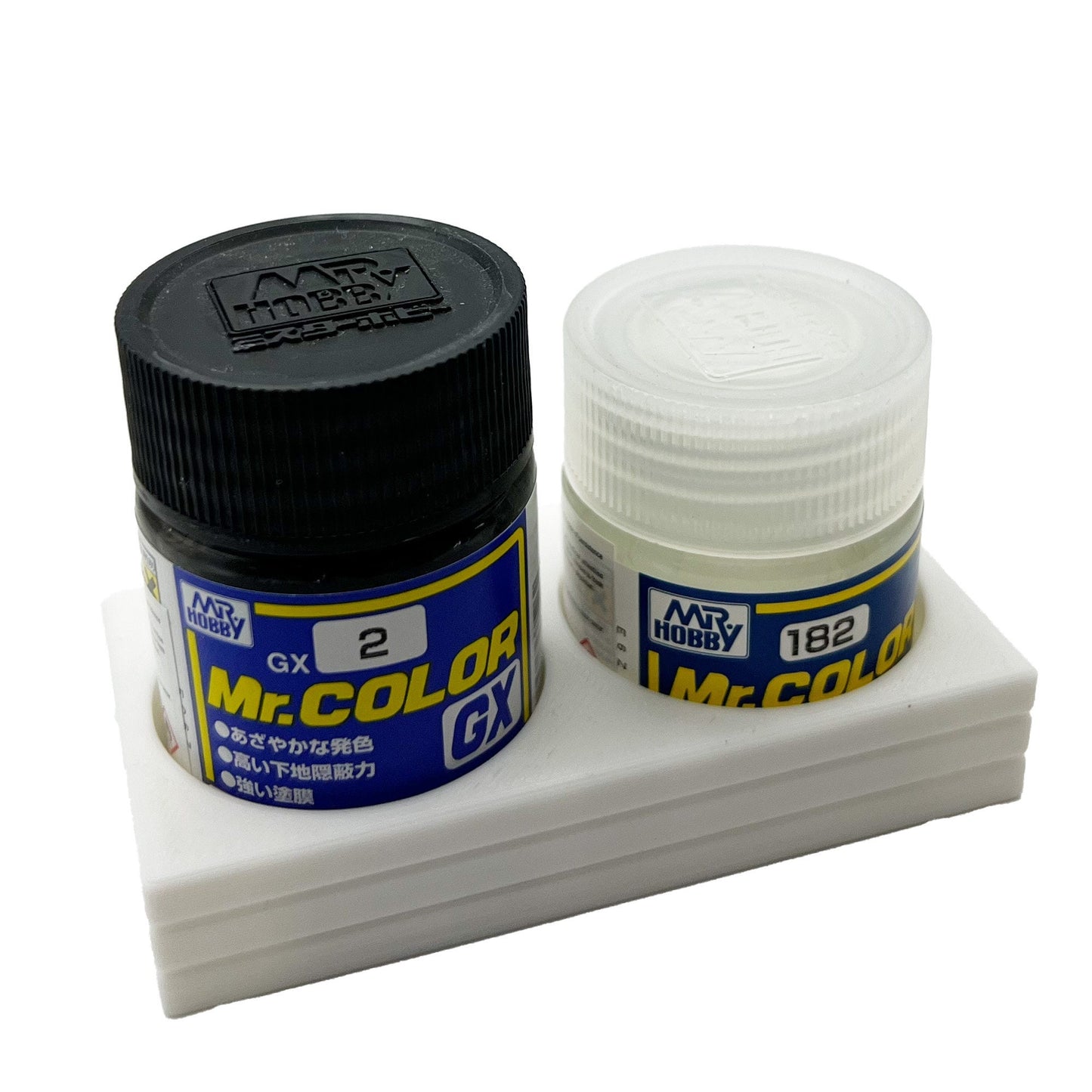 Mr Color 10ml & 18ml Paint Bottle Holder - Holds 2 Mr Color 10ml or 18ml Bottles with Anti-Slip Rubber Feet - 3D Printed