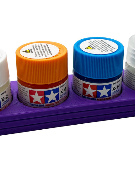 Tamiya 10ml Paint Bottle Holder - Holds 4 Tamiya 10ml Bottles with Anti-Slip Rubber Feet - Long Style - 3D Printed