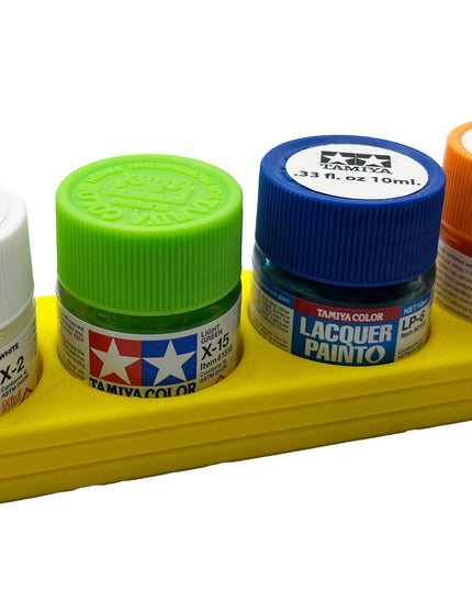 Tamiya 10ml Paint Bottle Holder - Holds 4 Tamiya 10ml Bottles with Anti-Slip Rubber Feet - Long Style - 3D Printed