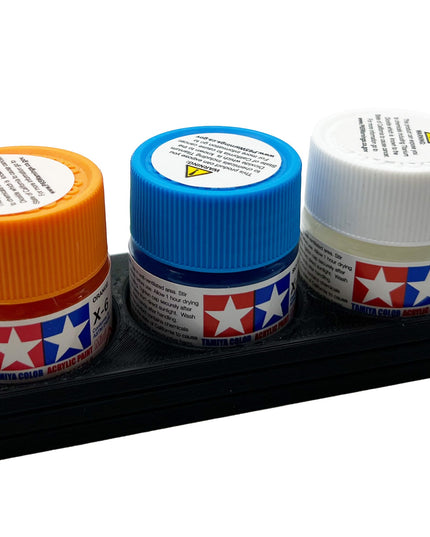 Tamiya 10ml Paint Bottle Holder - Holds 3 Tamiya 10ml Bottles with Anti-Slip Rubber Feet - 3d Printed