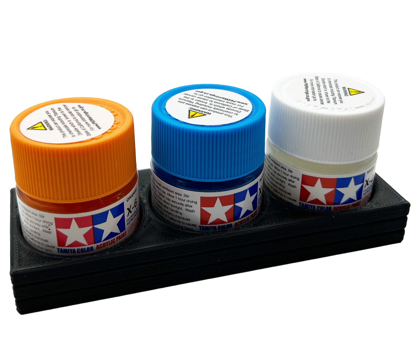 Tamiya 10ml Paint Bottle Holder - Holds 3 Tamiya 10ml Bottles with Anti-Slip Rubber Feet - 3d Printed