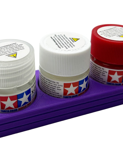 Tamiya 10ml Paint Bottle Holder - Holds 3 Tamiya 10ml Bottles with Anti-Slip Rubber Feet - 3d Printed