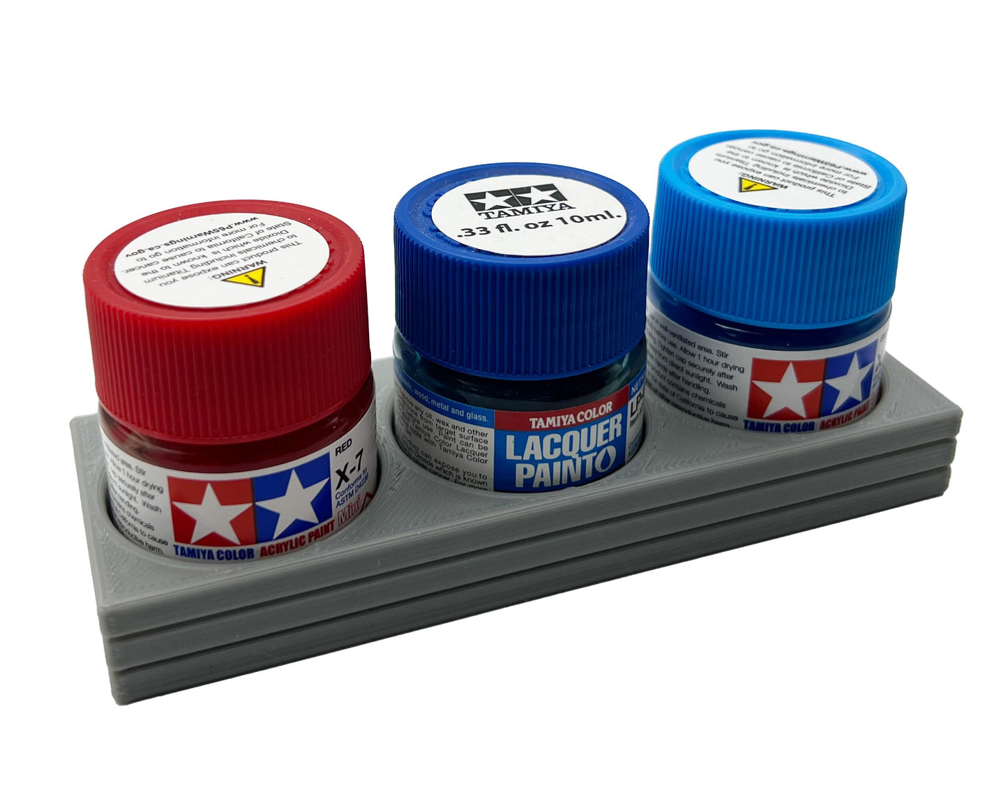 Tamiya 10ml Paint Bottle Holder - Holds 3 Tamiya 10ml Bottles with Anti-Slip Rubber Feet - 3d Printed